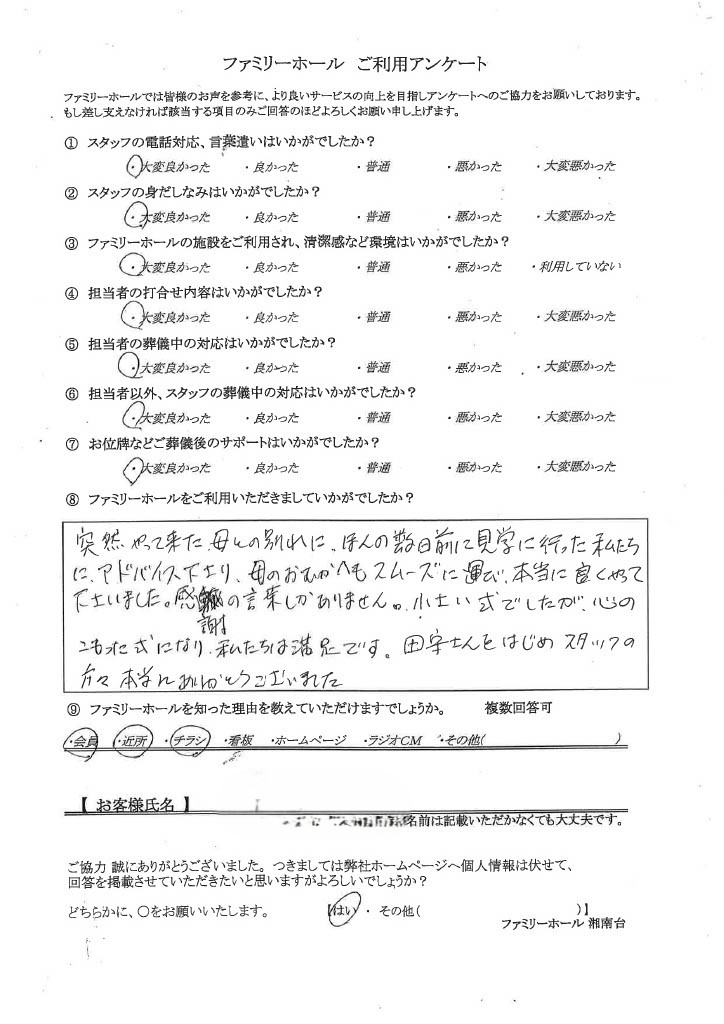 感謝の言葉しかありません